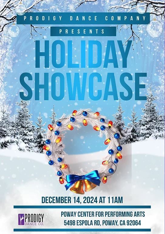 Prodigy Flyer winter background with a Christmas wreath